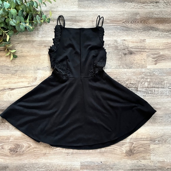 Free People Cha Cha Ponte Knit Black Fit & Flare Dress with Lace Cutout Detail - Picture 13 of 16
